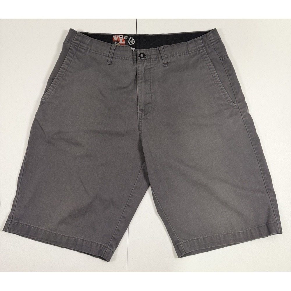 Vintage Volcom Shorts Mens 34 Dark GreyCasual Skate Chino Shorts Y2K Punk